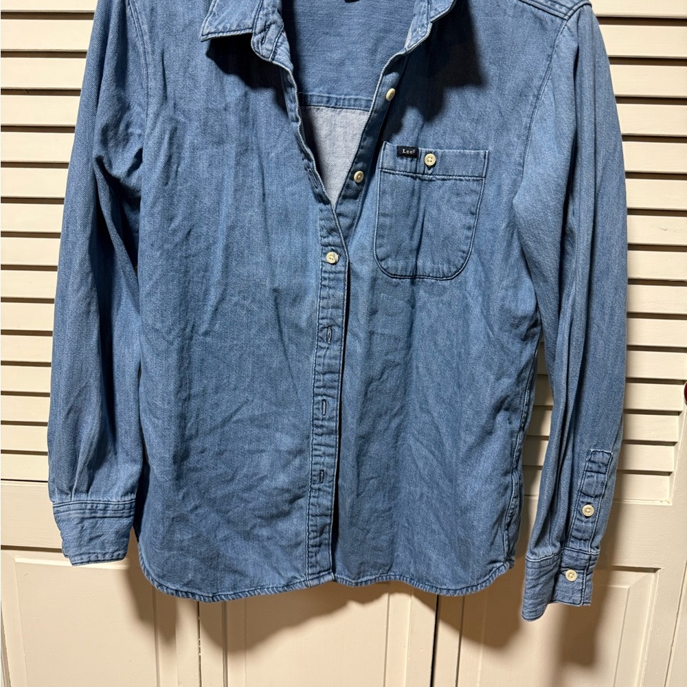 Lee Blue Button-Down Denim Shirt